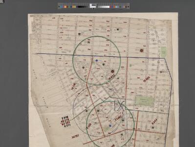 [Map of New York City between Canal and 22nd Sts?? and Broadway and the Hudson River School District No. 9, showing population and school attendance figures.]