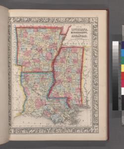 Map of Louisiana, Mississippi, and Arkansas.