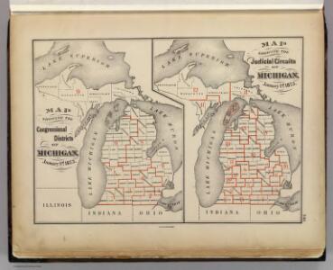 Maps showing the congressional districts and judicial circuits of Michigan.