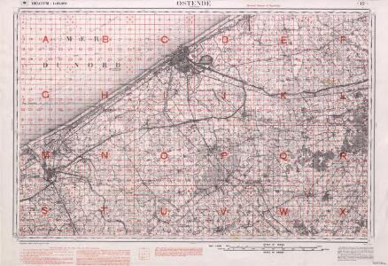 Ostende. Grid maps with 'Revised system of squaring' in top margin