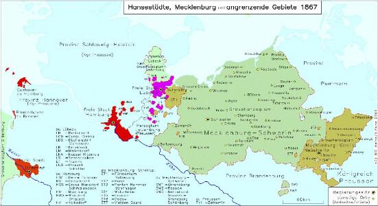 Hansestädte, Mecklenburg und angrenzende Gebiete 1867