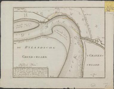 Kaart, van den bogtigenloop der Bovenwaal, zo als dezelve by inspectie en meetinge bevonden is in november 1766, beneffens de diepten aan de 's Gravenwaardsche en Herwensche oevers