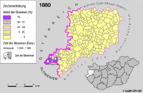 Slowenen im Komitat Vas 1880
