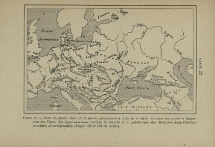 Carte du monde slave et du monde germanique à la fin du 5e siècle de notre ère, après la dispersion des Huns