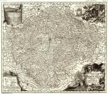 Mappa Geographica Totius Regni Bohemiae in XII. Provincias divisae adjunctis Comitatu Glacensi Regione Egrana et Limitibus finitimarum Provinciarum.