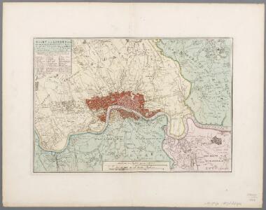 Kaart van Londen enz. en van het naby gelegen land ruim een uur gaans rondom dezelve stad : getrokken uit de groote gemeeten kaart van de Hr. John Rocque