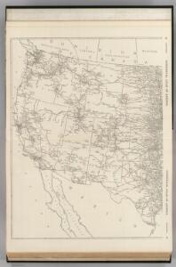 Black and White Mileage Map of the United States (western half).
