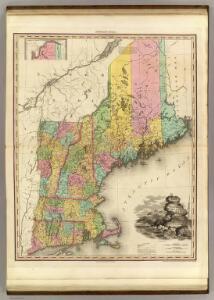 Map Of The States Of Maine, New Hampshire, Vermont, Massachusetts, Connecticut & Rhode Island.