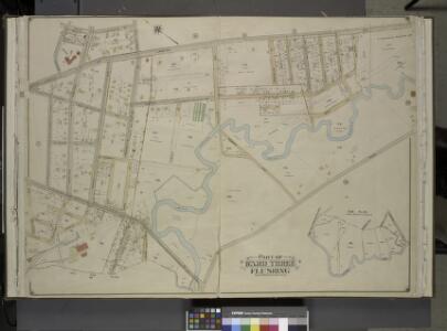 Queens, Vol. 3, Double Page Plate No. 6; Part of ward Three Sub Plan; [Map bounded by Flushing Creek; Including Fowler St., Willow     St., Lawrence St.]; Part of ward Three Flushing. [Map bounded by Bradford Ave.,  Sanford Ave., Maple Ave., Prospect