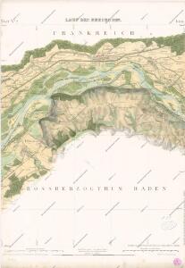 Carte über den Lauf des Rheins von Basel bis Lauterburg längs der Badisch - Französischen Grenze