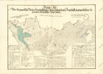 Geometrický plán sporných pozemků mezi třeboňským a novohradským panstvím u Nového Dvora u Šalmanovic