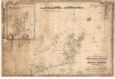 A chart of the north coast of Scotland including the Orkney and Shetland Islands.