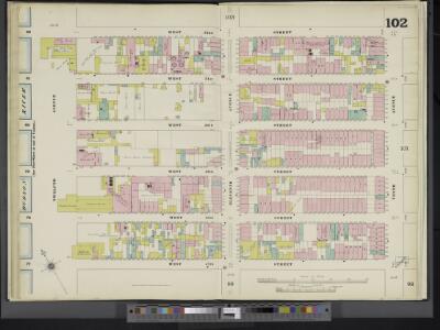 Manhattan, V. 5, Double Page Plate No. 102 [Map bounded by W. 52nd St., 10th Ave., W. 47th St., 12th Ave.]