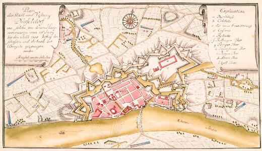 Plan der Stadt und Vestung Düsseldorf wie solche von denen Hannoveranern vom 28te[n] Juny bis den 7 Julii 1758 heftig beschossen und dadurch zur Ubergabe gezwungen worden