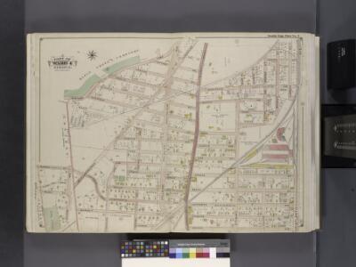 Queens, V. 1, Double Page Plate No. 5; Part of Jamaica, Ward 4; [Map bounded by Maple Grove Cemetery, Atlantic Ave., Btiggs Ave., Newtown Ward boundary line]
