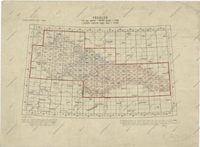 Přehled listů mapy generální 1:200 000, speciální 1:75 000 a původního vyměřování (topogr. sekcí) 1:25 000