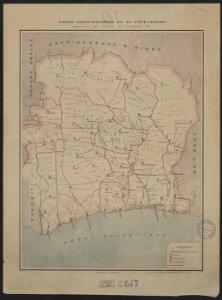 Carte administrative de la Côte d'Ivoire. Répartition des cercles au 1er janvier 1909