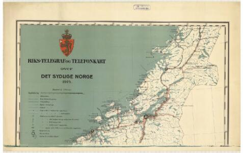 Spesielle kart 92-2: Riks-telegraf og telefonkart over det sydlige Norge 1914