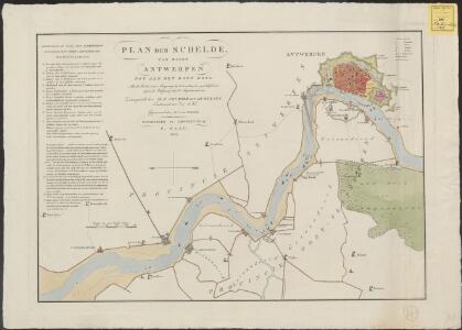 Plan der Schelde van boven Antwerpen tot aan het dorp Doel: met de positie onzer scheepsmagt by de hervatting der vyandelykheden tegen de Belgen, op den 3den augustus 1831, enz.
