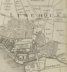 A New & Exact Plan of ye City of LONDON, detail showing Limehouse