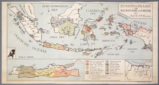 Zendingskaart van Ned. Oost-Indië en Suriname / door A.M. Brouwer