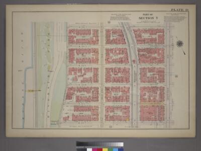 Plate 15, Part of Section 7: [Bounded by W. 105th Street, Amsterdam Avenue, W. 100th Street, and (Riverside Park) Riverside Drive.]