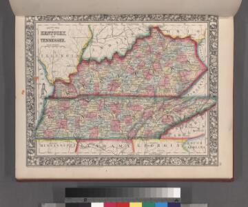 County map of Kentucky and Tennessee.