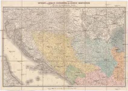 Ortskarte von Bosnien, Herzegowina nebst Serbien, Montenegro u. Theilen der angrenzenden Länder