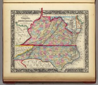 County Map Of Virginia, and North Carolina.