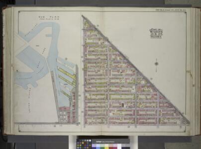 Brooklyn, Vol. 1, Double Page Plate No. 24; Part of Wards 21 & 25, Section 6; [Map bounded by Broadway, Hancock St., Reid Ave.]; Sub Plan [Map bounded by East River, Washington Ave., Flushing Ave., U.S. Navy Yard, Wallabout Channel] / by and under the...