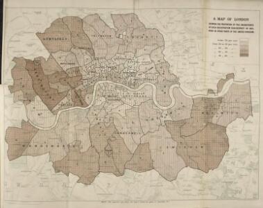 A Map of London showing the proportion of the inhabitants of each registration sub-district in 1881, born in other parts of the United Kingdom