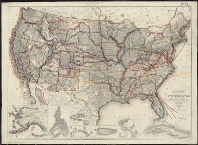 United States showing routes of principal explorers and early roads and highways