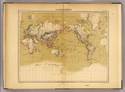 Planisphere sur la projection de Mercator.