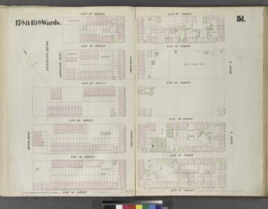 Plate 51: Map bounded by East 15th Street, Livingston Place, East 17th Street, Aveneu A East 12th Streeet, Second Avenue.