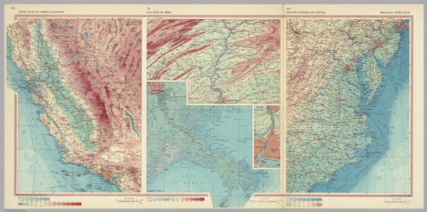 United States of America - California.  U.S.A. - Selected Areas.  Atlantic Coastal Plain - Central.  Pergamon World Atlas.