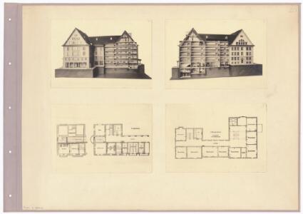 Schulhäuser des Kantons Zürich: Winterthur, Schulhaus Heiligberg; Grundrisse des Gebäudes und Fotos vom Gebäudemodell