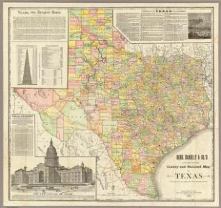 Large Scale County and Railroad Map Of Texas.