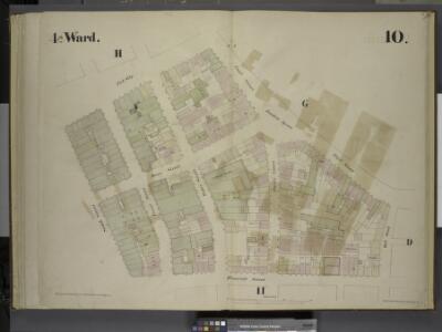 [4th Ward. Plate 10: Map bounded by Peck Slip, Pearl  Street, Franklin Square, Pearl Street, Oak Street, Roosevelt Street, South       Street; Including Dover Street, Front Street, Water Street, Cherry Street]