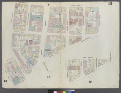 [Plate 13: Map bounded by Canal Street, Division Street, Chatham Square, Mulberry Street, Cross Street, Mott Street]