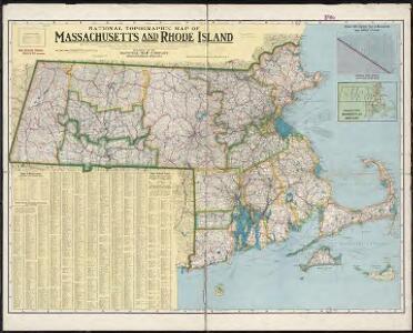 National topographic map of Massachusetts and Rhode Island : showing counties, townships, cities, villages and post offices ... according to the latest census.