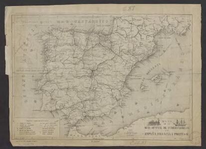 Mapa de la guia oficial de ferro-carriles de España, Francia y Portugal