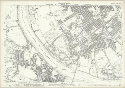 London (Edition of 1894-96) XCIX (includes: Barnes; Fulham; Wandsworth Borough) - 25 Inch Map