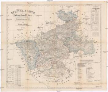 Special-Karte des Leitmeritzer Kreis - resp. politisch Verwaltungsbezirkes nach der politischen Eintheilung Böhmens vom J. 1868