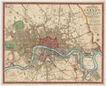 A new map of London and its environs : from an original survey extending 8 miles east and west, 6 1/4 miles north & south, in which all new and intended buildings, improvements, &c. are carefully inserted
