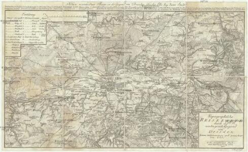 Topographische Reisekarte durch die umliegende Gegend von Dresden