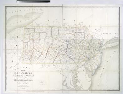 Map of New Jersey and Pennsylvania : exhibiting the post offices, post roads, canals, rail roads, &c. / by David H. Burr (late topographer to the Post Office), geographer to the House of Representatives of the U.S.