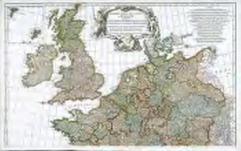Prémière partie de la carte d'Europe contenant la France, l'Alemagne, l'Italie, l'Espagne & les isles britanniq.s, 1