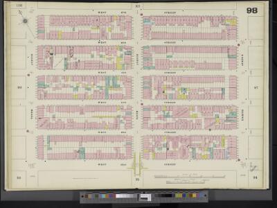 Manhattan, V. 5, Double Page Plate No. 98 [Map bounded by W. 47th St., 8th Ave., W. 42nd St., 10th Ave.]