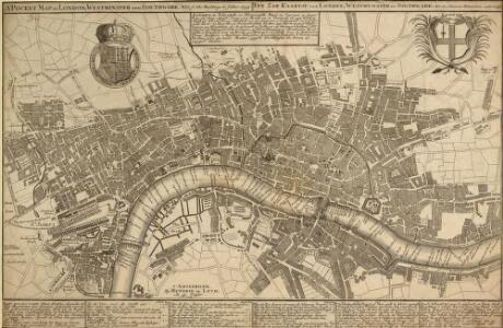 A POCKET MAP OF LONDON, WESTMINSTER AND SOUTHWARK With ye New Buildings to ye Year 1739