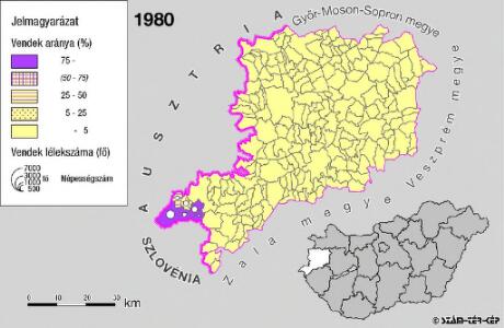 A szlovének arány és száma Vas megyében 1980-ban